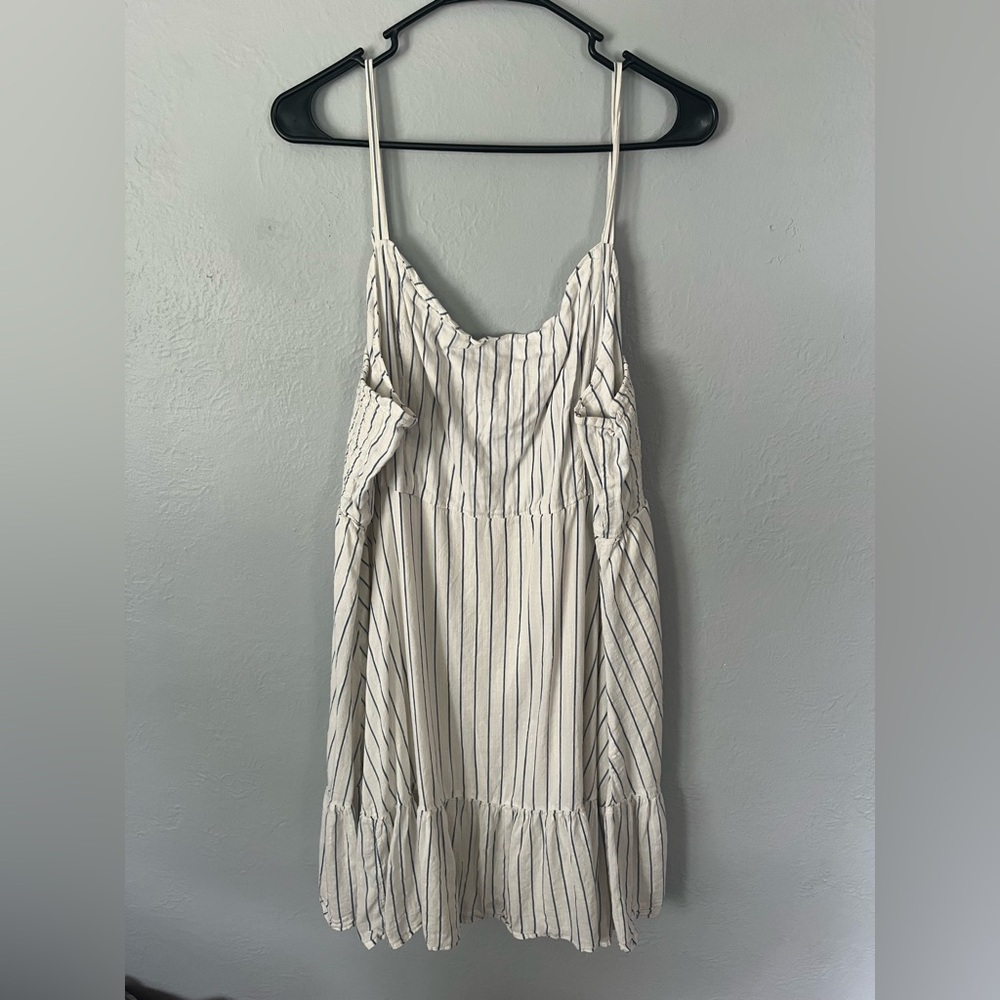 White Striped Spaghetti-Strap Mini Dress